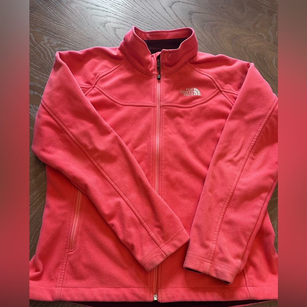 North Face pink fleece full zip jacket